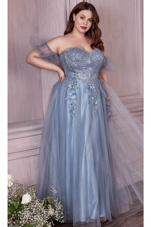 Ladivine CD0191C - Glitter Print A-Line Prom Dress - Prom