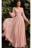 Ladivine CD0192 - Chiffon Dress with Bishop Sleeves - Prom