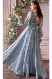 Ladivine CD0192 - Chiffon Dress with Bishop Sleeves - Prom