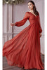 Ladivine CD0192 - Chiffon Dress with Bishop Sleeves - Prom