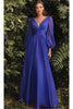 Ladivine CD0192 - Chiffon Dress with Bishop Sleeves - Prom