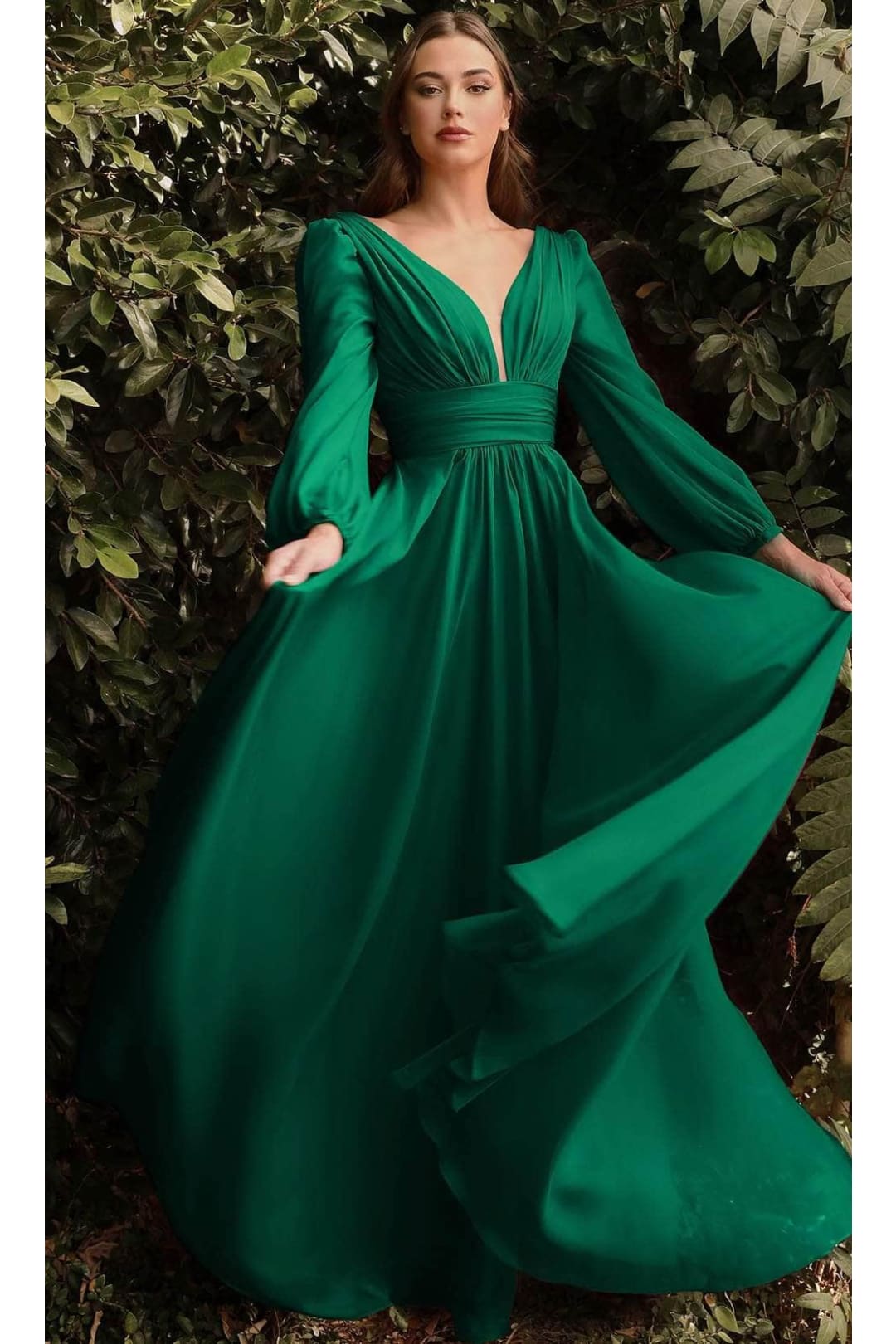 Ladivine CD0192 - Chiffon Dress with Bishop Sleeves - Prom