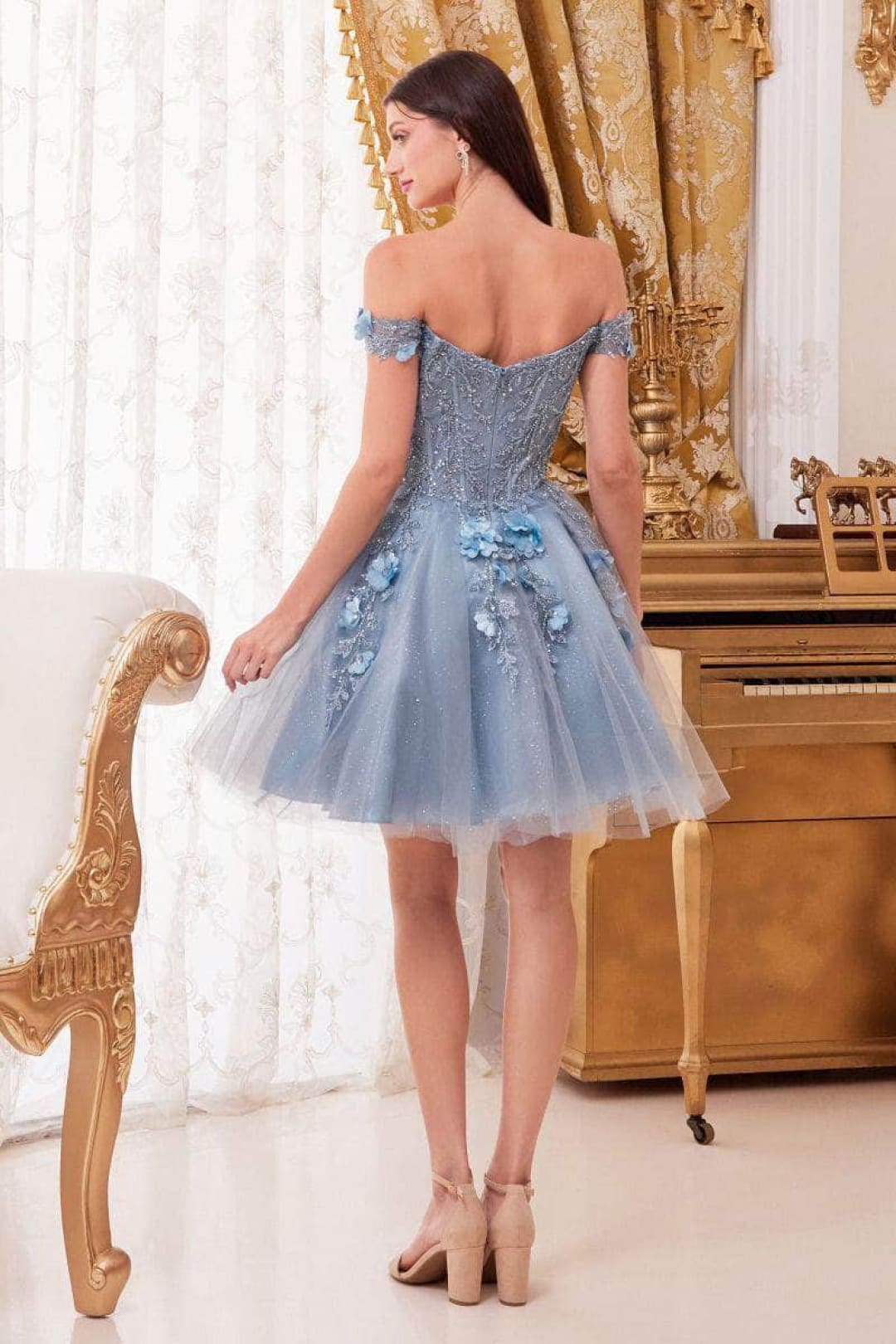 Ladivine CD0194 - Floral Short Prom Dress - Prom