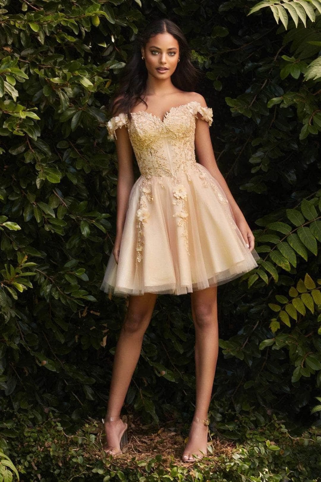 Ladivine CD0194 - Floral Short Prom Dress - Prom