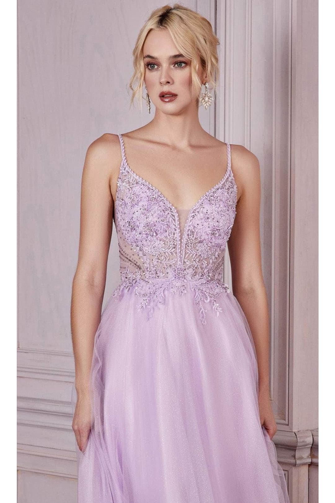 Ladivine CD0195 - Adorned Lace Tulle Prom Evening Dress - Prom