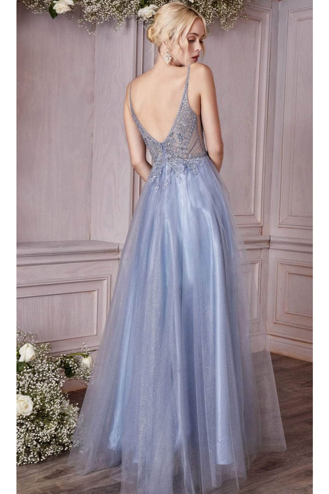 Ladivine CD0195 - Adorned Lace Tulle Prom Evening Dress - Prom