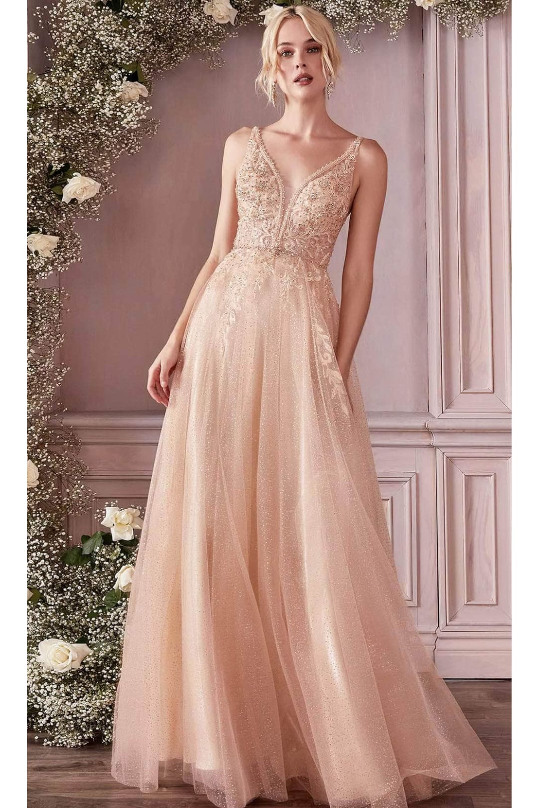 Ladivine CD0196 - Layered Tulle A-Line Prom Gown - Prom