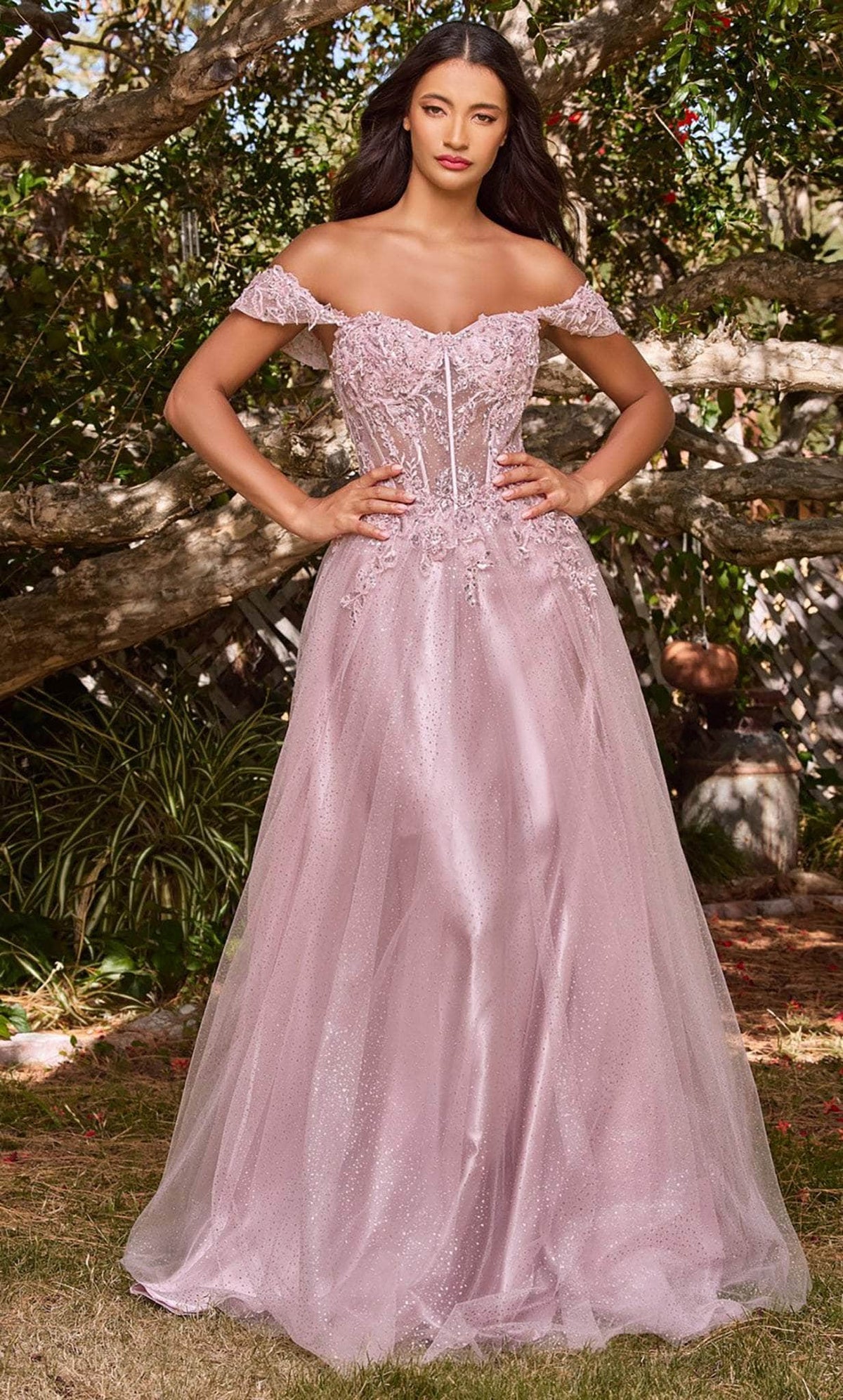 Ladivine by cinderella divine Dresses - Ladivine CD0198 Lace A-Line Cocktail Dress - Mauve / S - Prom