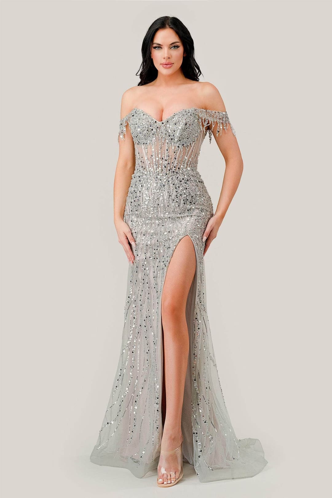 Ladivine CD0203 – Off-Shoulder Embellished Prom Gown - Prom