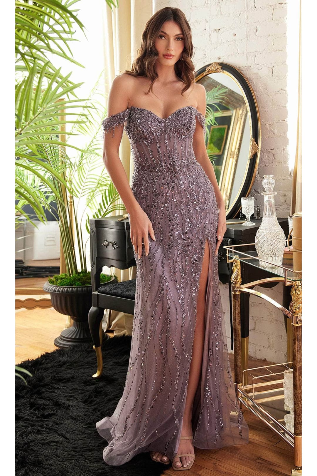 Ladivine CD0203 – Off-Shoulder Embellished Prom Gown - Prom