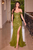 Ladivine CD0203 Sheer Bodice Sweetheart Prom Sequin Gown - Dress