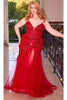 Ladivine CD0214C - V-Neck Mermaid Evening Gown - Red / 18 - Prom