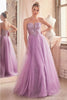 Ladivine CD0217 Corset Bodice Sequin A-Line Pageant Gown - DUSTY LAVENDER / 4 - Dress