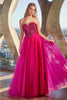 Ladivine CD0217 Corset Bodice Sequin A-Line Pageant Gown - MAGENTA / 4 - Dress