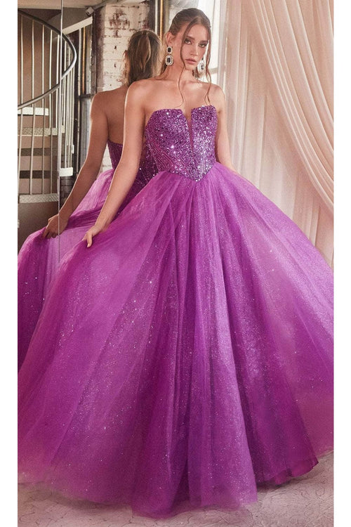 Ladivine CD0217 - Strapless Beaded A-Line Prom Gown - Prom