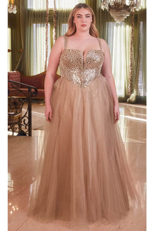 Ladivine CD0217 - Strapless Beaded A-Line Prom Gown - Prom