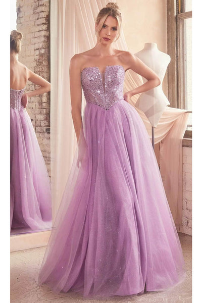 Ladivine CD0217 - Strapless Beaded A-Line Prom Gown - Prom