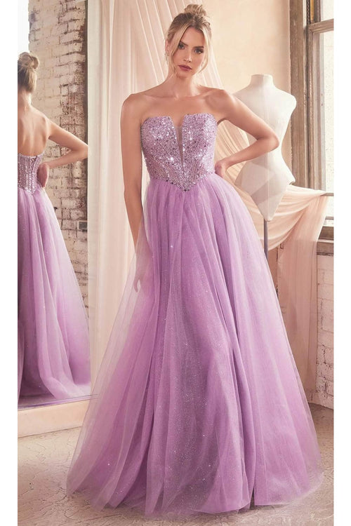 Ladivine CD0217 - Strapless Beaded A-Line Prom Gown - Prom