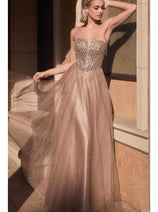 Ladivine CD0217 - Strapless Beaded A-Line Prom Gown