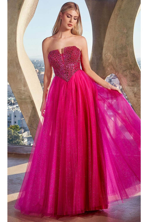 Ladivine CD0217 - Strapless Beaded A-Line Prom Gown - Prom