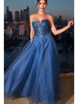 Ladivine CD0217 - Strapless Beaded A-Line Prom Gown