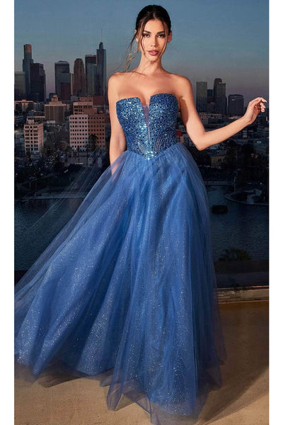 Ladivine CD0217 - Strapless Beaded A-Line Prom Gown - Prom