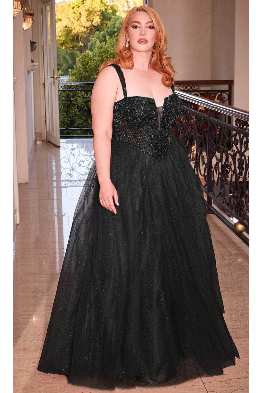 Ladivine CD0217C - Sparkling Basque Evening Gown - Prom