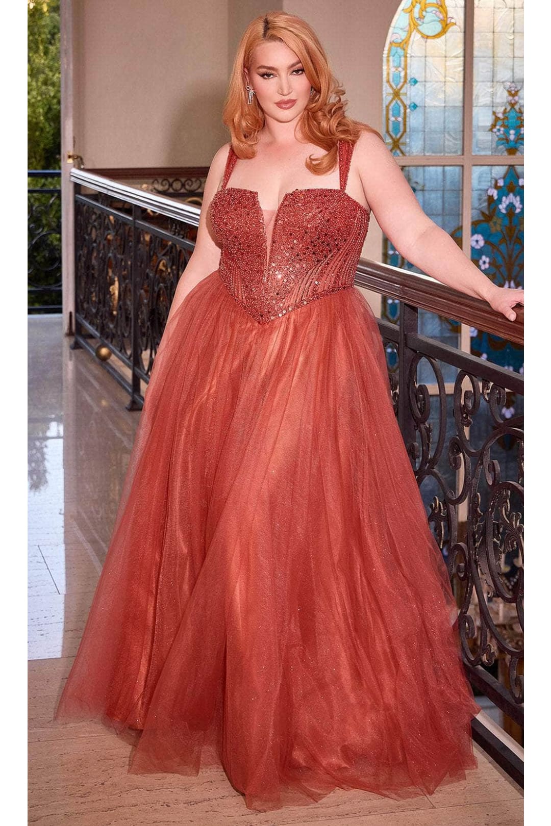 Ladivine CD0217C - Sparkling Basque Evening Gown - Prom