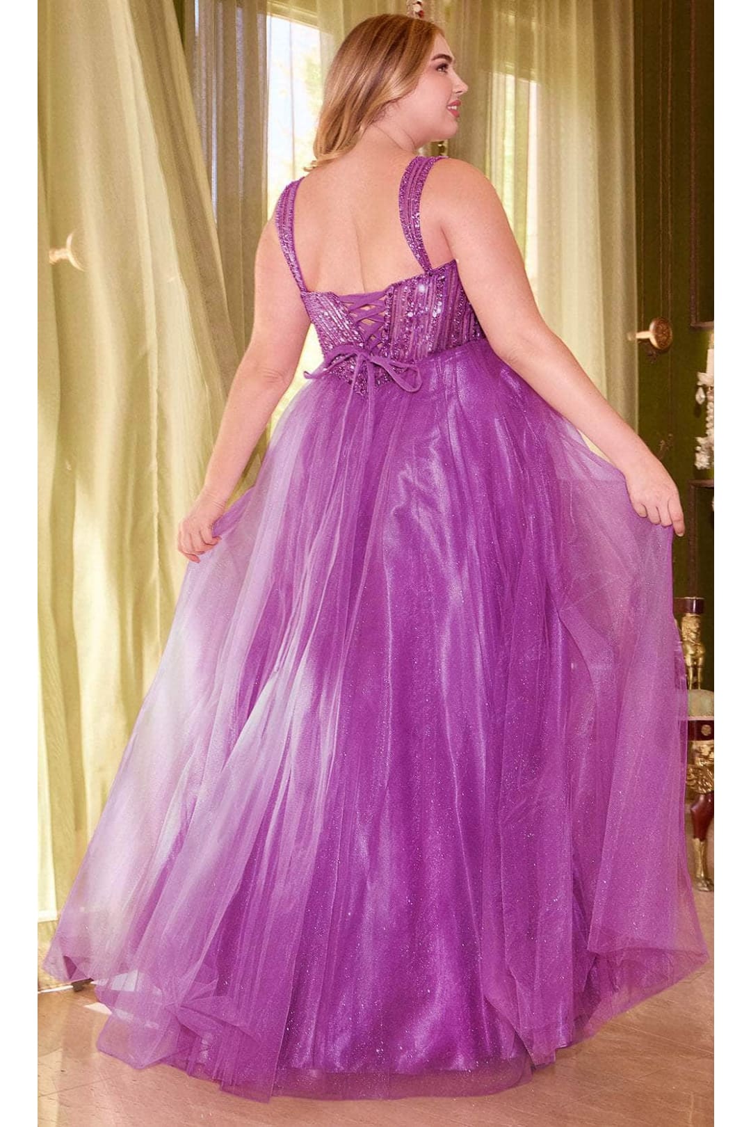 Ladivine CD0217C - Sparkling Basque Evening Gown - Prom