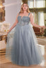 Ladivine CD0217C V-Neck Layered Glitter Plus Size Evening Gown - Dress