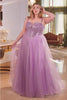 Ladivine CD0217C V-Neck Layered Glitter Plus Size Evening Gown - Dress