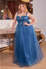 Ladivine CD0217C V-Neck Layered Glitter Plus Size Evening Gown - Dress