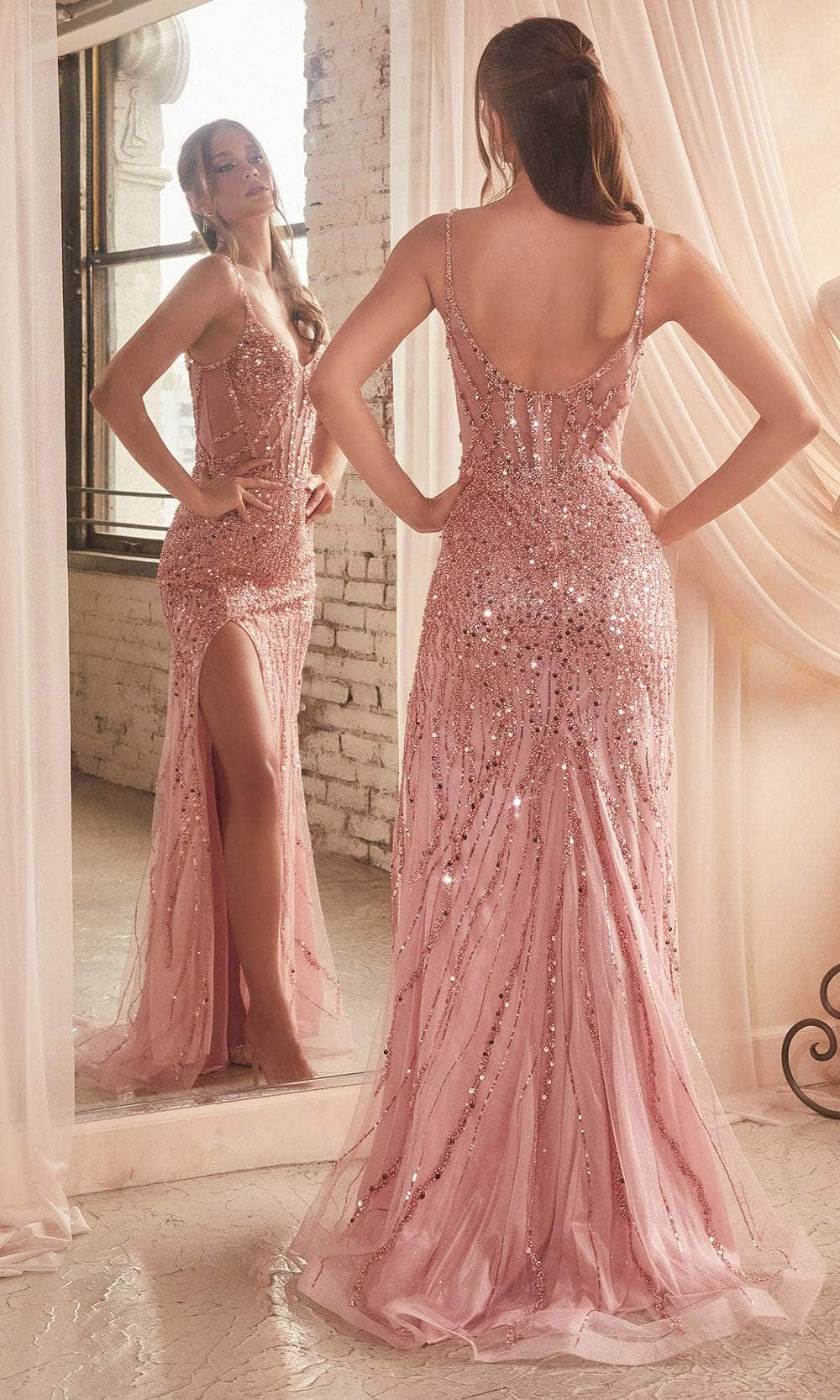 Ladivine CD0220 – Beaded Scoop Neck Prom Gown - Prom