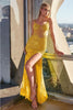 Ladivine CD0220 Spaghetti Strap Lattice Beaded Evening Gown - YELLOW / 2 - Dress