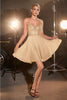 Ladivine CD0226 A-line Spaghetti Strap Chiffon Hoco Party Dress - CHAMPAGNE / 4 - Dress