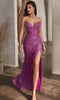 Ladivine CD0227 - Sequined V-Neck Prom Gown with Plunge - Prom