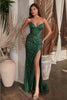 Ladivine CD0227 Strapless Side Cut-out Beaded Embellished Gown - EMERALD / 2 Dress