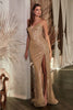 Ladivine CD0227 Strapless Side Cut-out Beaded Embellished Gown - MOHCA GOLD / 2 Dress
