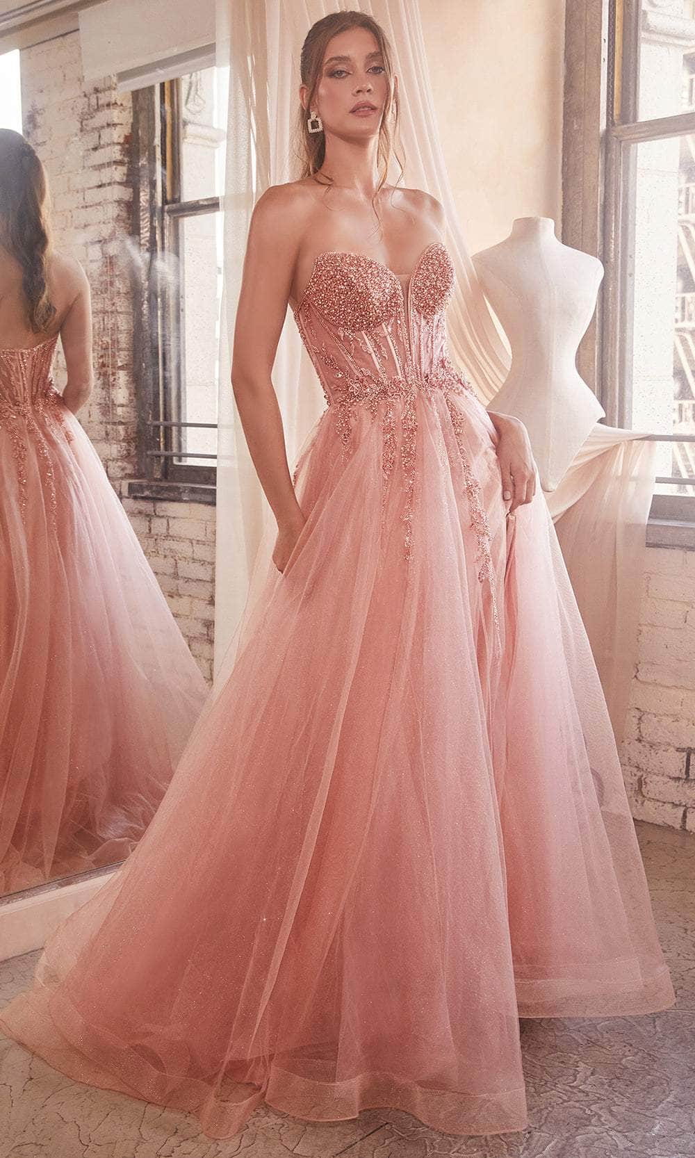 Ladivine by Cinderella Divine Dresses - Ladivine CD0230 Embellished Appliqué A-Line Gown - Prom