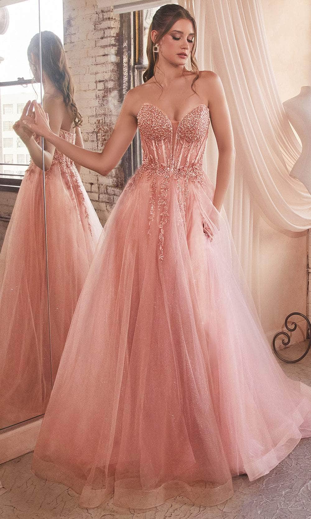 Ladivine by Cinderella Divine Dresses - Ladivine CD0230 Embellished Appliqué A-Line Gown - Prom