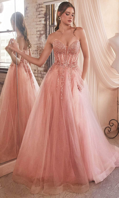 Ladivine by Cinderella Divine Dresses - Ladivine CD0230 Embellished Appliqué A-Line Gown - Prom