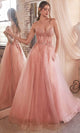 Ladivine by Cinderella Divine Dresses - Ladivine CD0230 Embellished Appliqué A-Line Gown - Prom