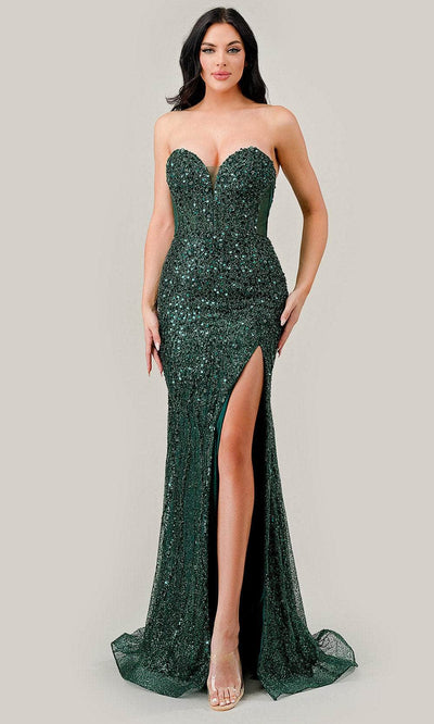 Ladivine CD0233 - Strapless Prom Gown with Mesh Panels - Prom