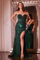Ladivine CD0233 - Strapless Prom Gown with Mesh Panels - Prom