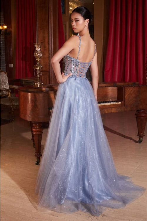 Ladivine CD0234 Sleeveless Corset Lace Applique Red Carpet Gown - Dress