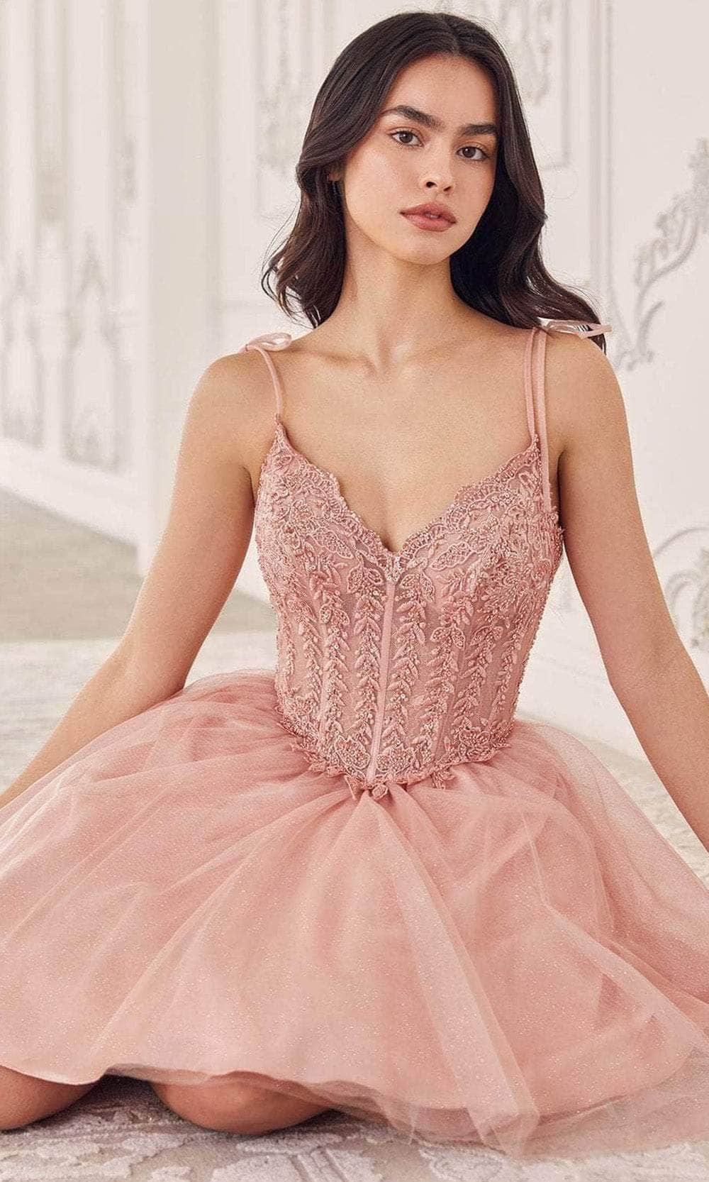 Ladivine CD0236 - Ribbon Strap Cocktail Dress - Prom