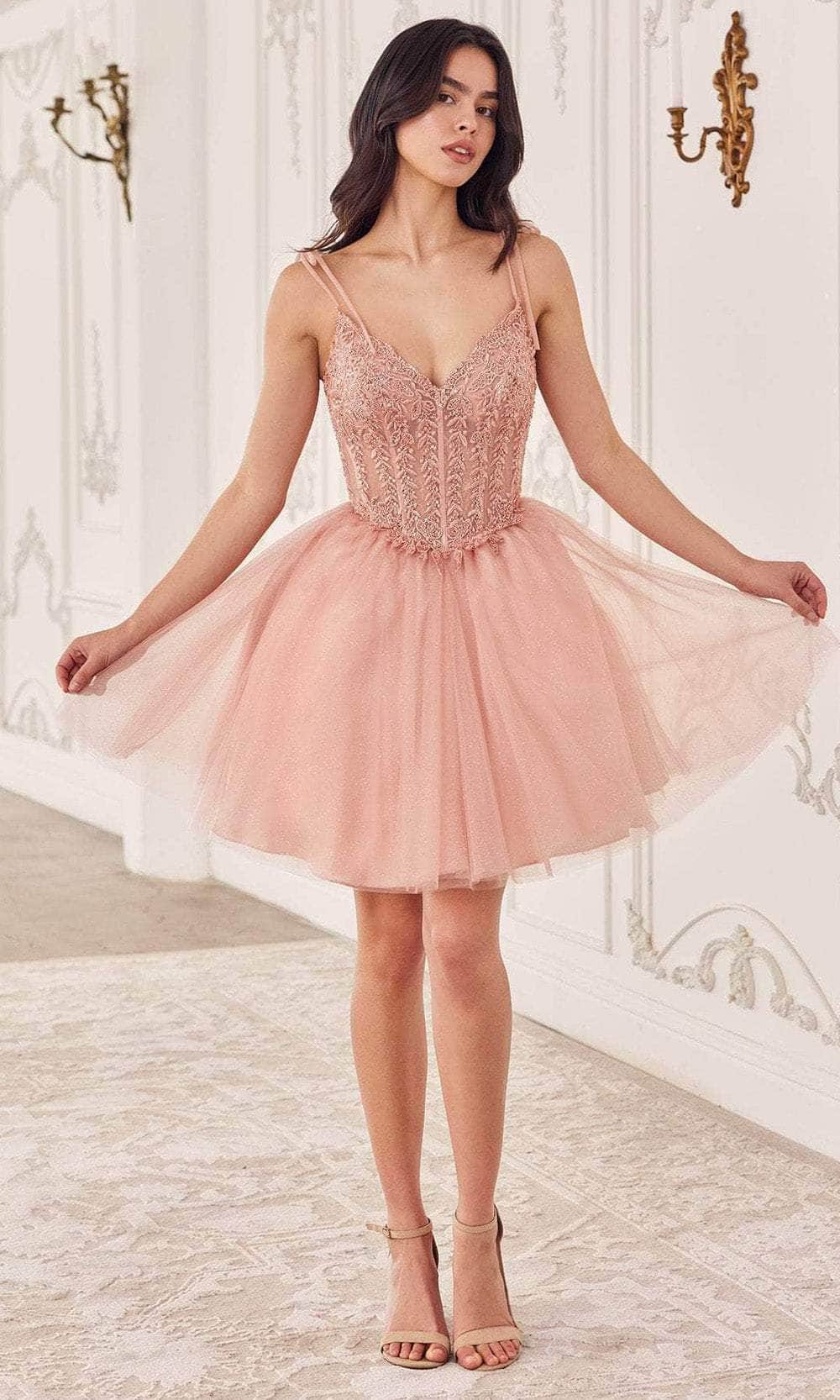 Ladivine CD0236 - Ribbon Strap Cocktail Dress - Prom