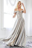 Ladivine CD162 - Off-Shoulder Metallic Slit Evening Gown - Prom