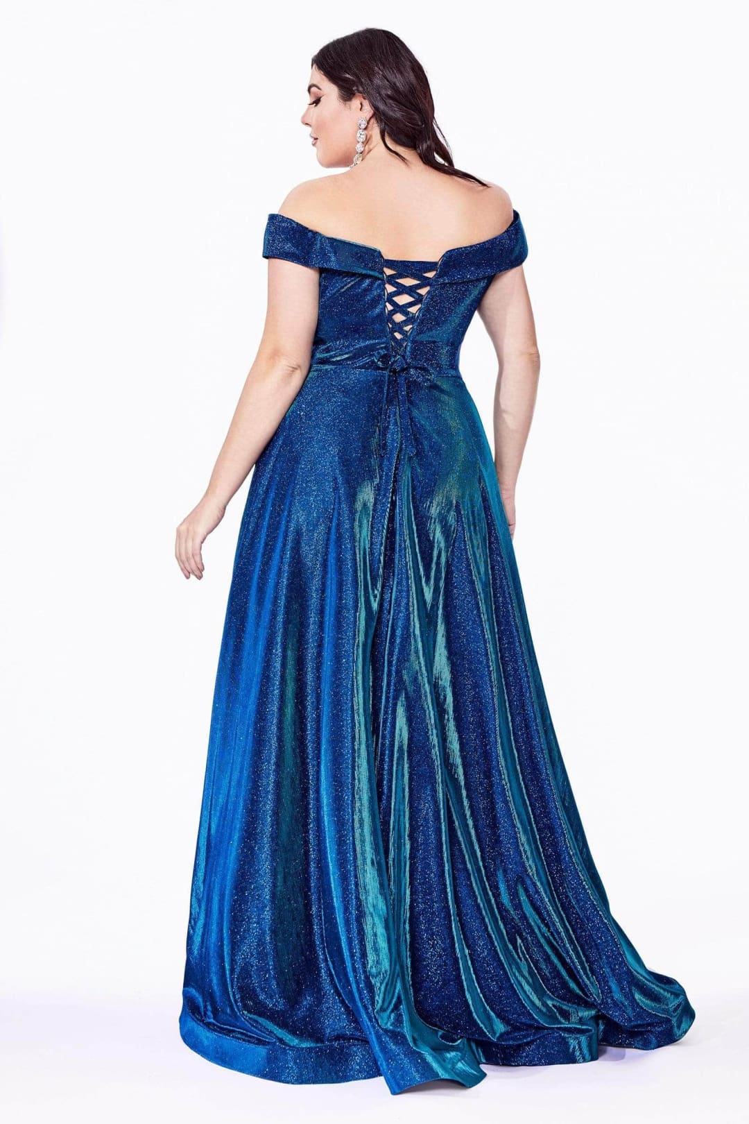 Ladivine CD210C - Metallic Glitter One-Shoulder A-Line Gown - Prom