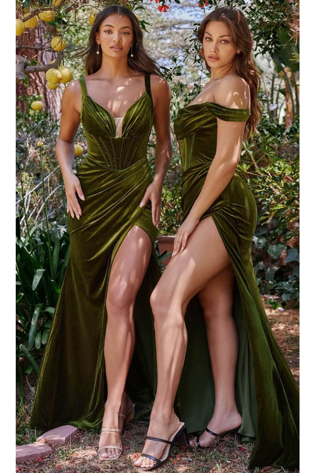 Ladivine CD236 - Velvet Off-Shoulder Evening Gown - Prom
